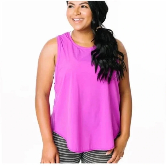 Zyia Active Summer Purple Split Back Panel Mesh Tank - Picture 1 of 6